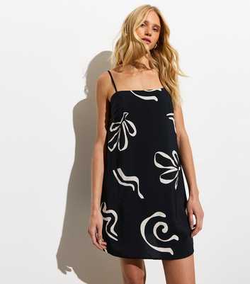 Black Abstract-Print Slip Dress