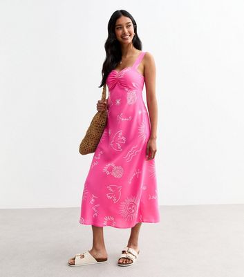 Pink Abstract Jungle Midi Dress main image 0