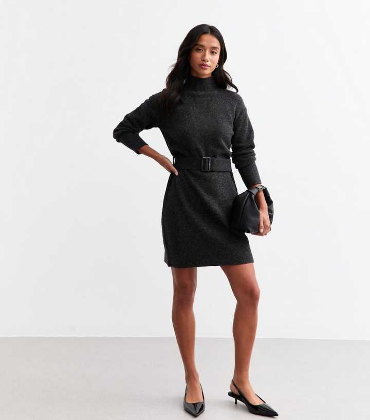 dark grey short dress Grey Button Pleated Mini Dress main image 0