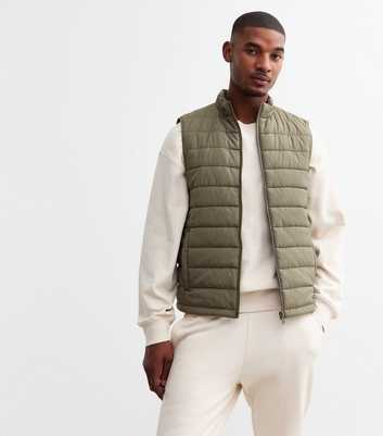 Khaki Lightweight Padded Zip-Up Gilet 