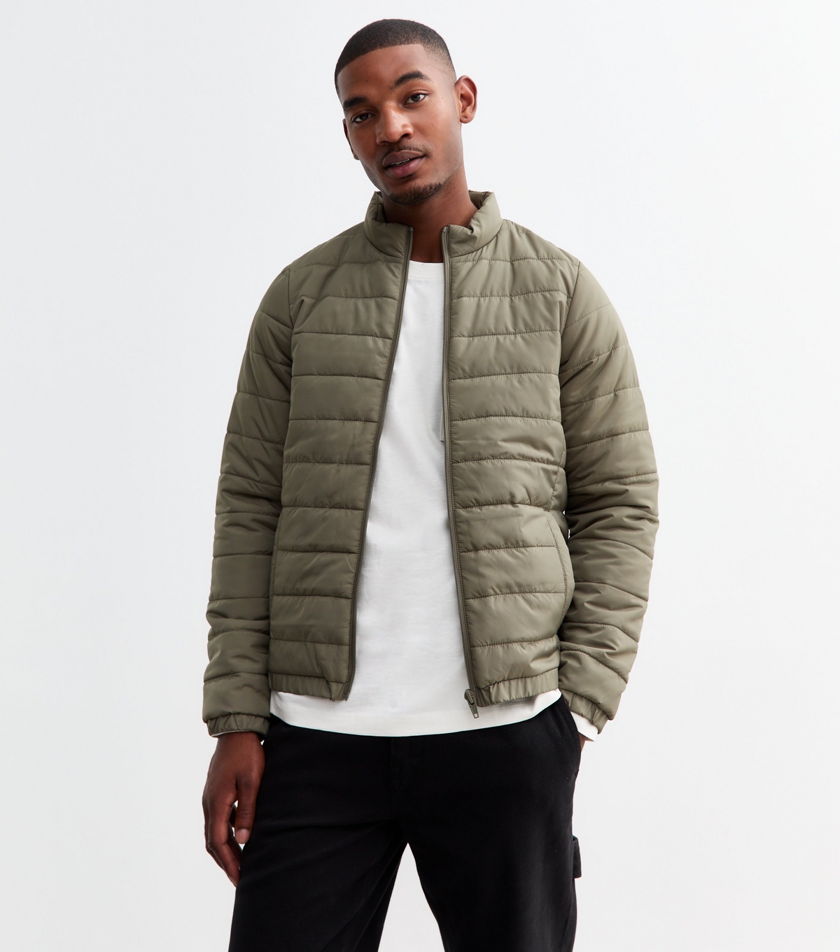 Men's Khaki Puffer Jacket New Look