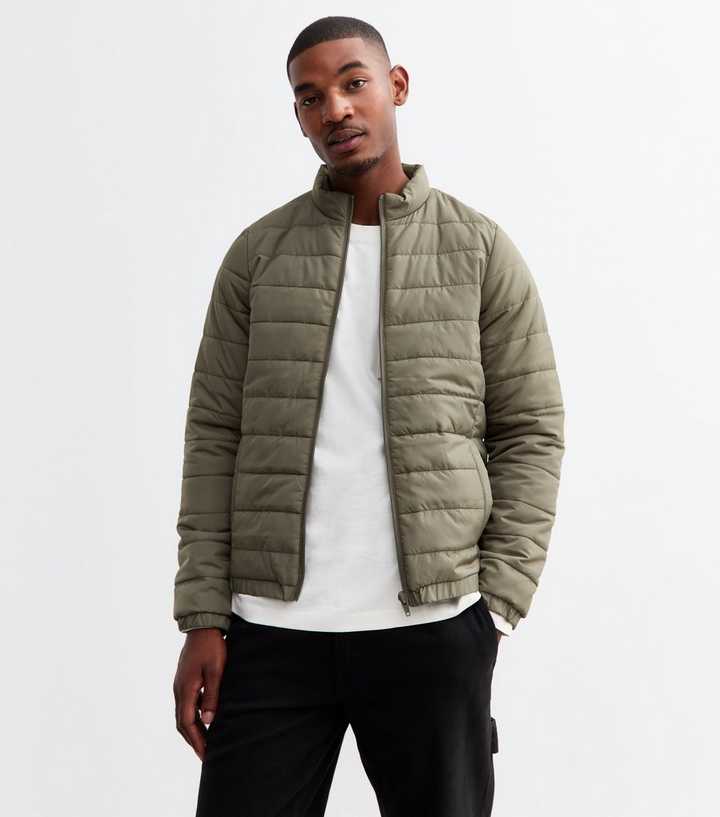 Quilted Jacket Khaki Puffer Jacket Mens Men's Marina Quilted