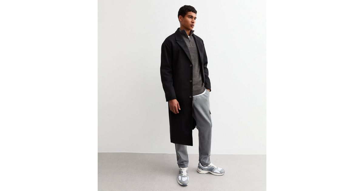 Black Relaxed Lined Longline Tailored Coat New Look