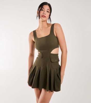 Pink Vanilla Khaki Cut Out Utility Mini Dress