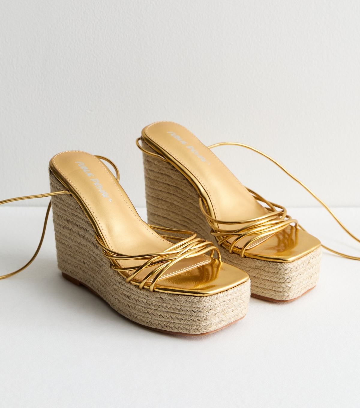 Women's Gold Strappy Wedge Heeled Sandals Public Desire New Look