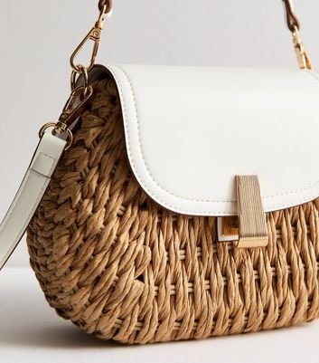 Brown Raffia Multi-Strap Crossbody Bag