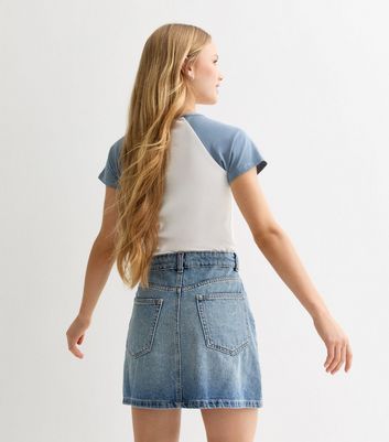 Girls Blue Denim Mini Skirt New Look