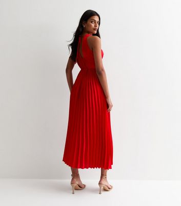 Red Twist Front Pleated Maxi Dress New Look
