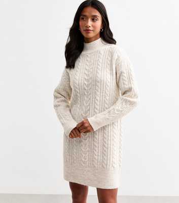 Petite Cream Cable Knit Mini Dress