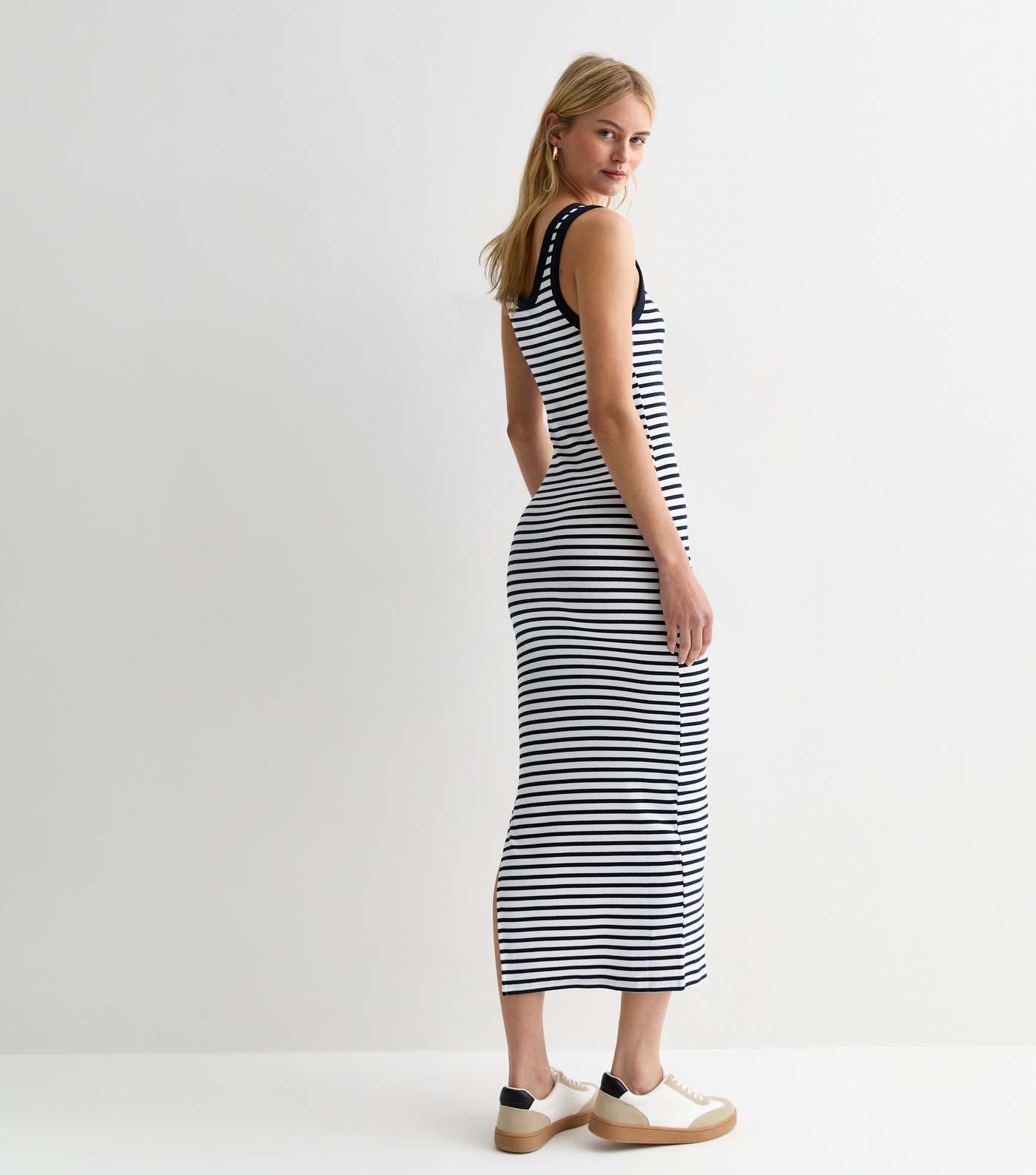 Tall White Stripe Scoop Neck Midi Dress Image 4