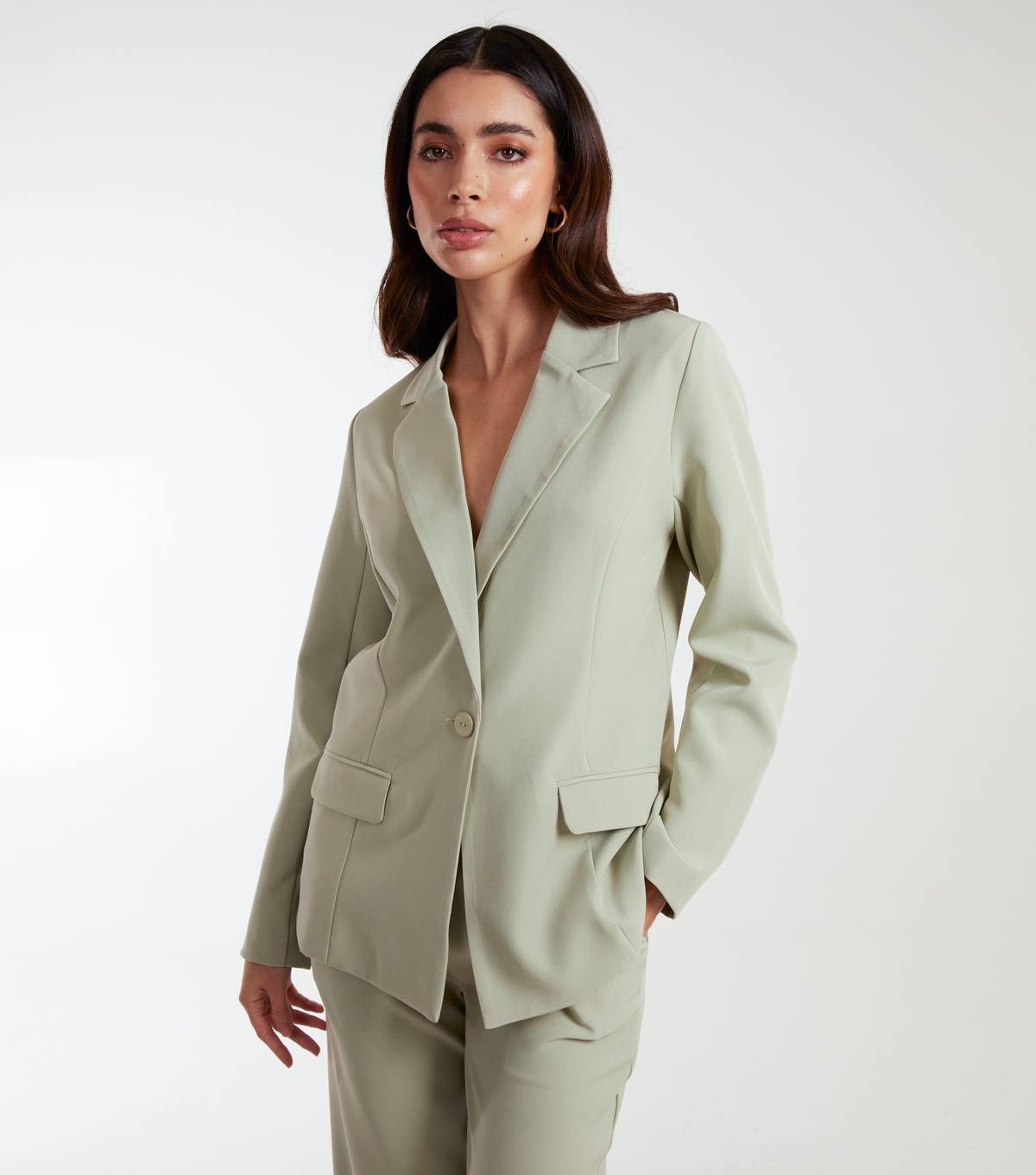 Women's Light Green Tailored Blazer Blue Vanilla New Look