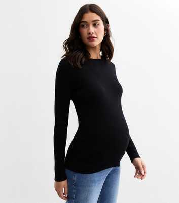 Maternity Black Rib Knit Jumper