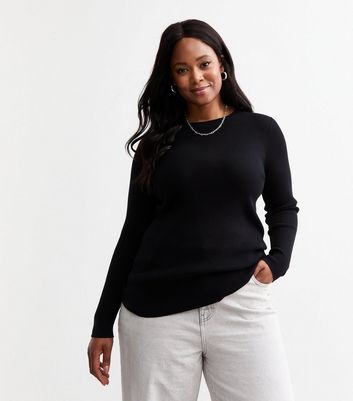 Curves Black Crew Neck Jumper New Look