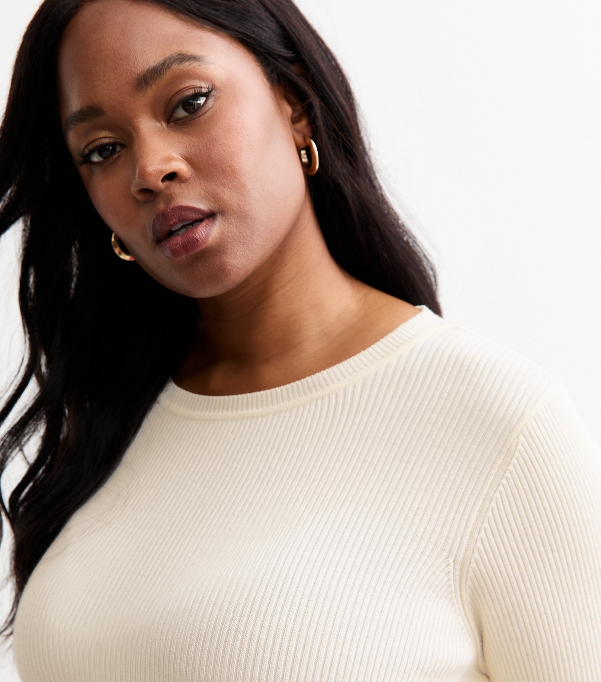 Women's Plus Size Off White Crew-Neck Jumper Curves New Look