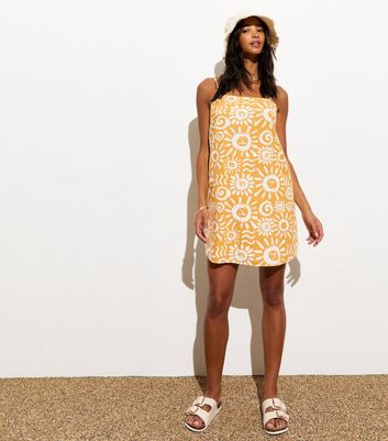 Yellow Sun Print Mini Slip Dress New Look