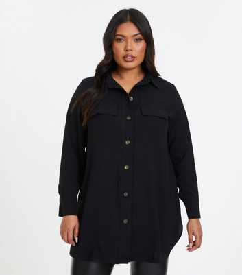 QUIZ Curves Black Long Sleeve Longline Shirt