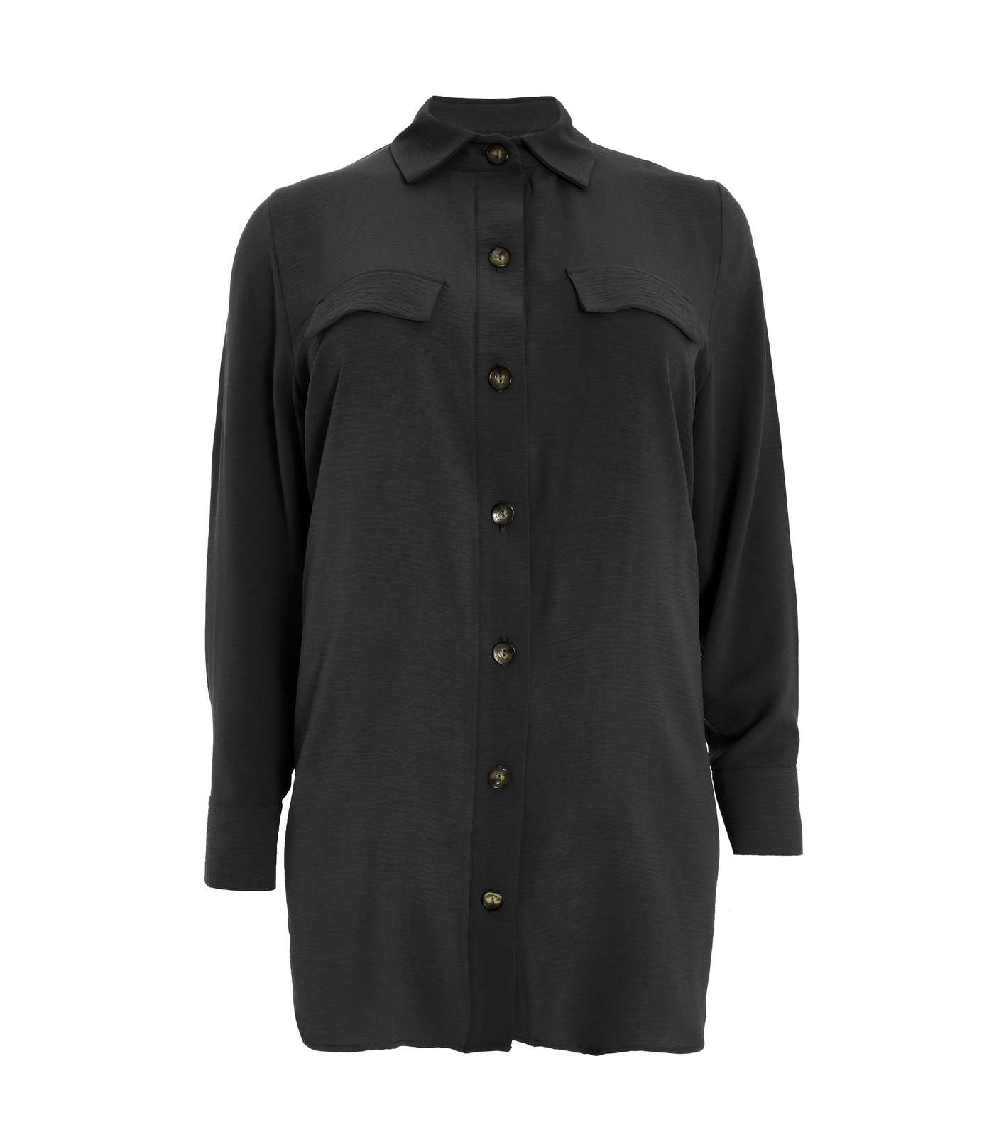 QUIZ Curves Black Long Sleeve Longline Shirt Image 4