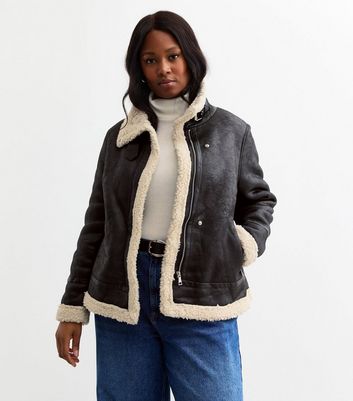 Faux aviator jacket womens best sale