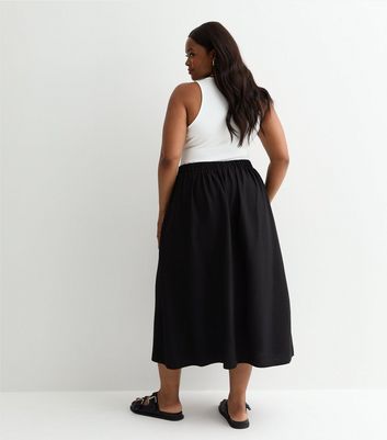 Curves Black Midi Skirt New Look