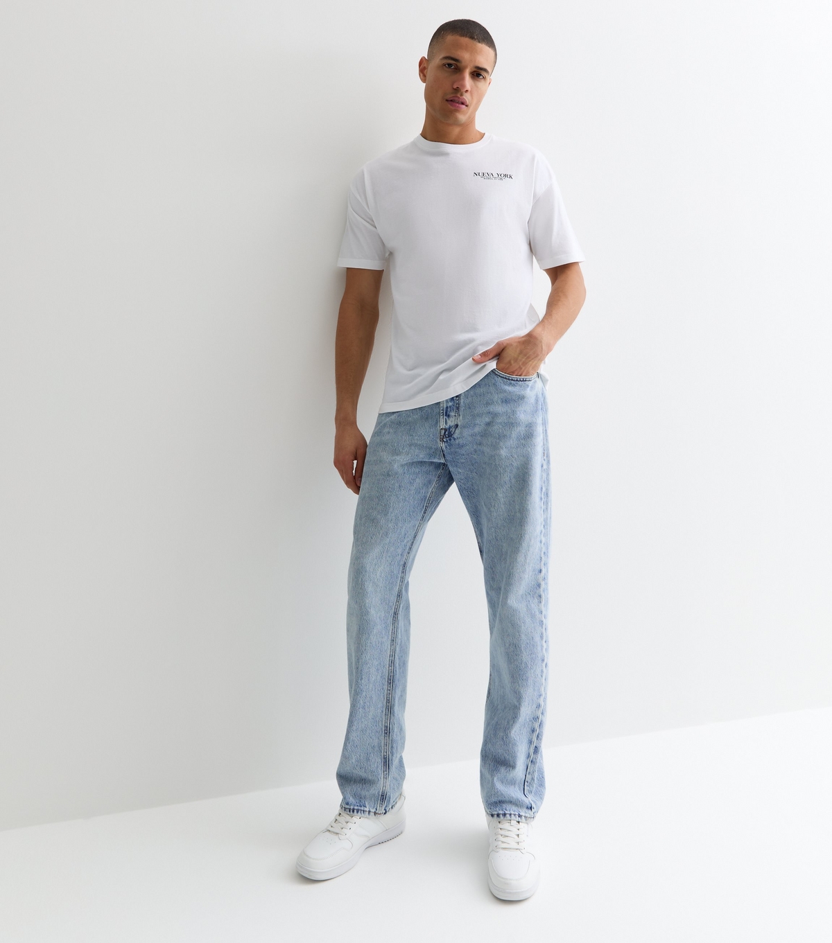 Men's Blue Regular Straight Leg Jeans Jack & Jones New Look