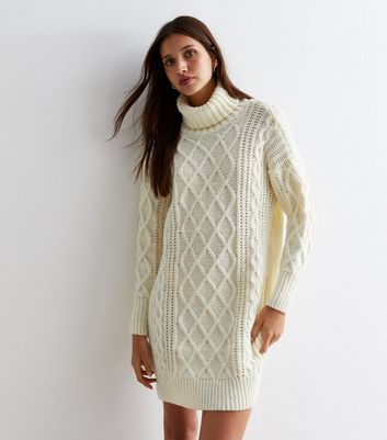 Cream roll clearance neck jumper dress