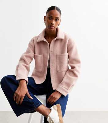 Pink Textured Cropped Shacket 