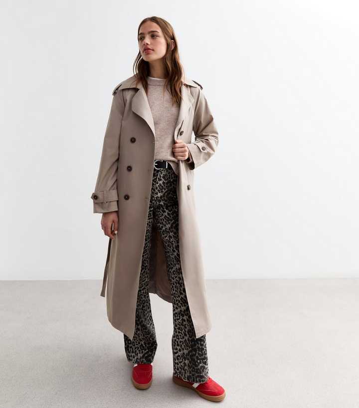 Mink Double-Breasted Lined Cotton Trench Coat 