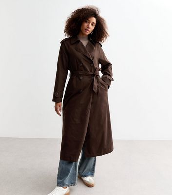 Brown Double Breasted Lined Cotton Trench Coat New Look