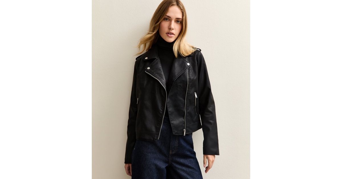 Bike Jacket New Look Womens Black Leather Jacket Black Leather