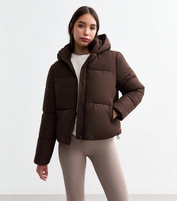 Brown Cropped Puffer Coat New Look