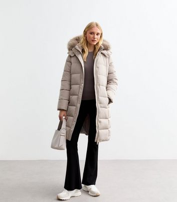 Long puffer coat with fur best sale