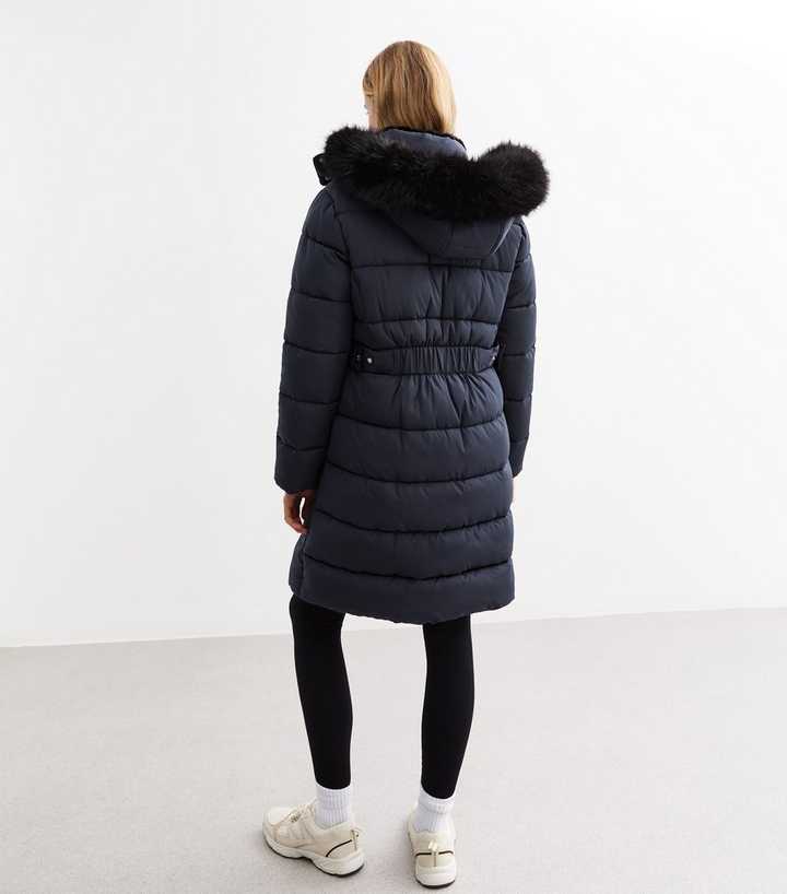 fur hood navy puffer coats