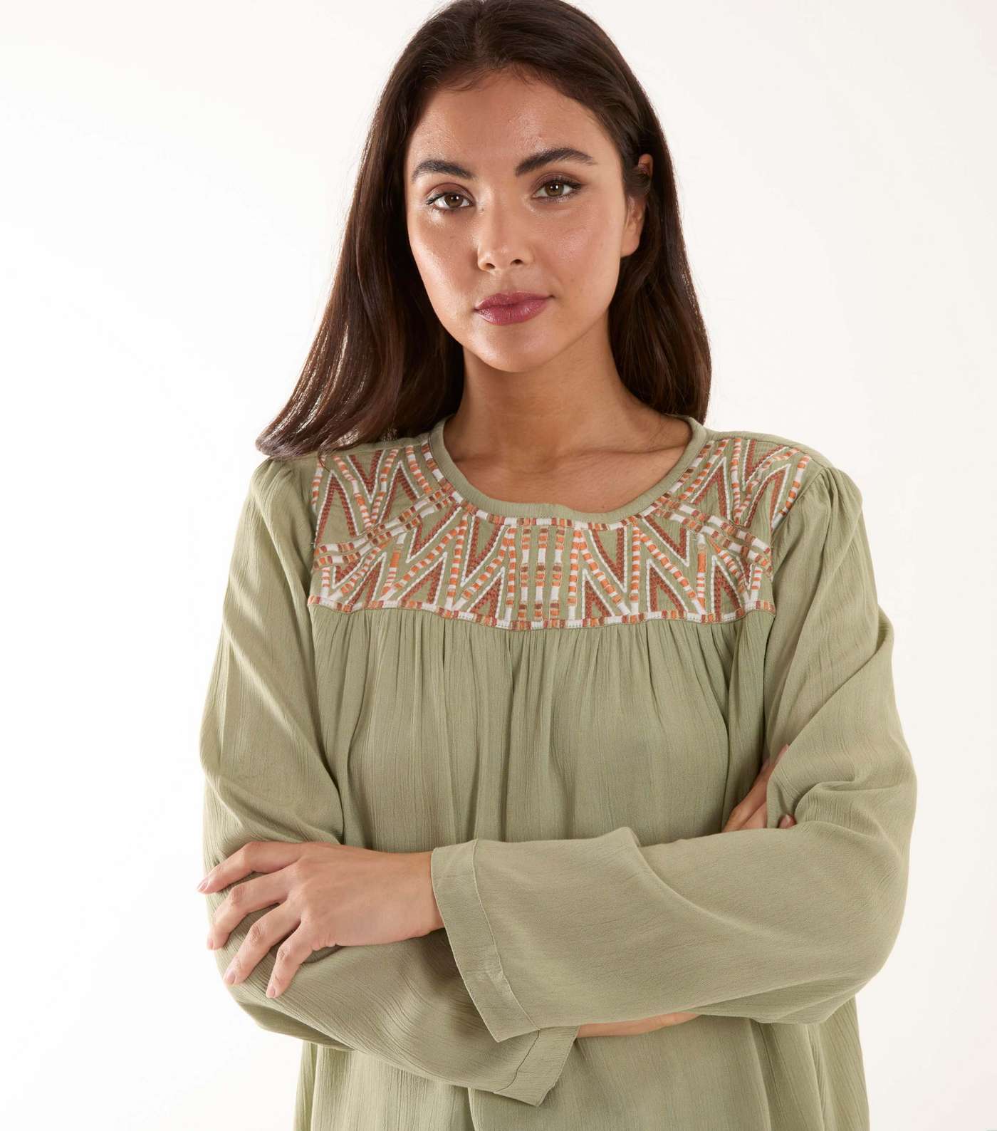 Blue Vanilla Olive Embroidered Top Image 3