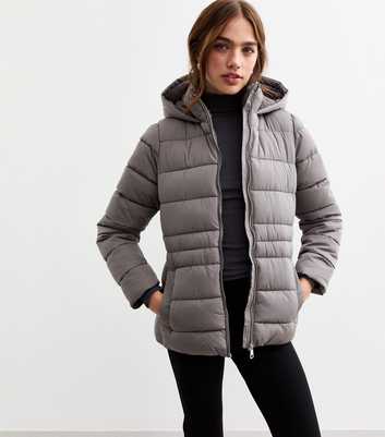 Grey Hooded Puffer Jacket