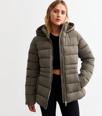 Ladies khaki puffer jacket online