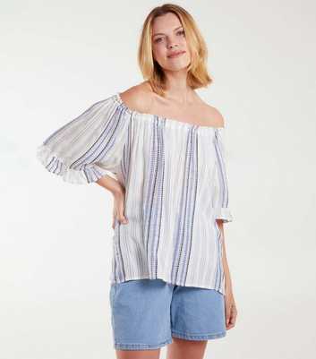 Blue Vanilla Blue Stripe Bardot Top