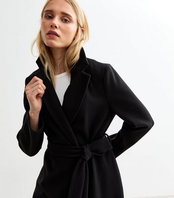 Black Tailored Unlined Longline Belt Fastening Coat