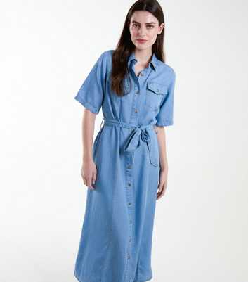 Blue Vanilla Blue Belted Midi Shirt Dress
