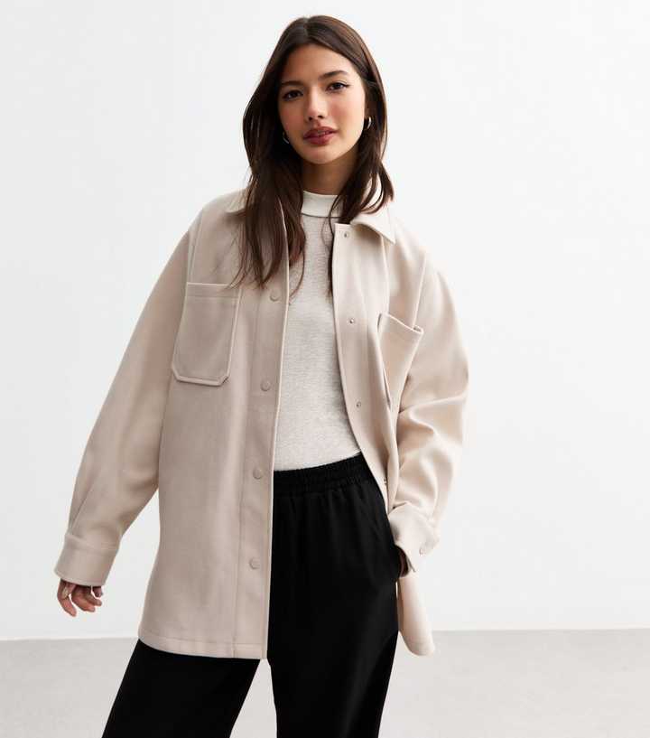 Stone Long Shacket | New Look