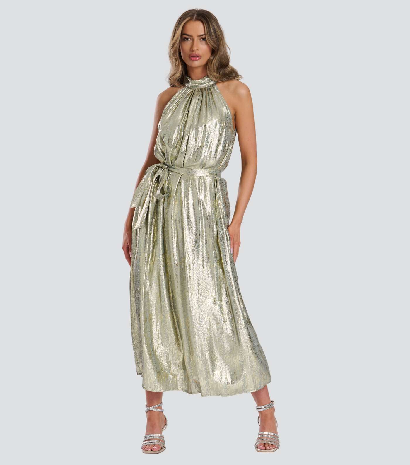 Finding Friday Gold High-Neck Midi Dress Image 2