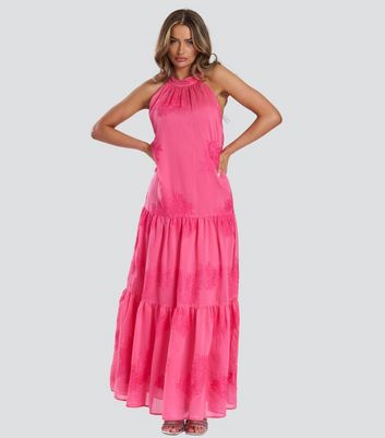 Finding Friday Pink Embroidered Tiered Maxi Dress New Look