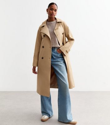Stone Double Breasted Trench Coat | New Look