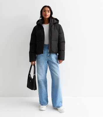 Petite Black Cropped Puffer Coat 