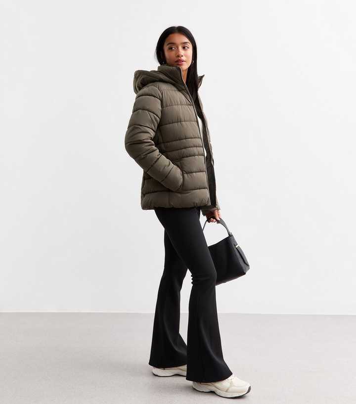 Petite Khaki Faux Fur Hood Puffer Coat