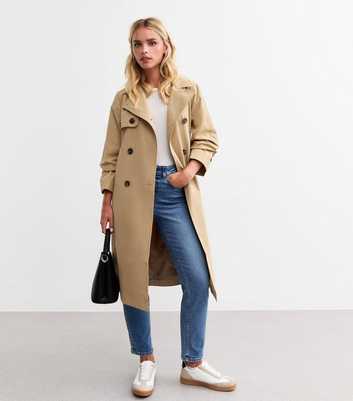 Petite Camel Double Breasted Mac Coat 