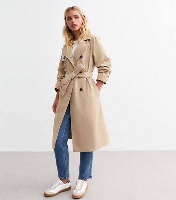 Petite Camel Double Breasted Mac Coat New Look