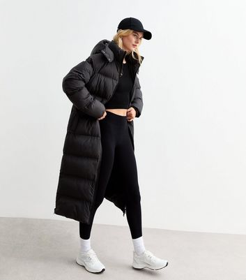 Tall Black Hooded Longline Puffer Coat New Look