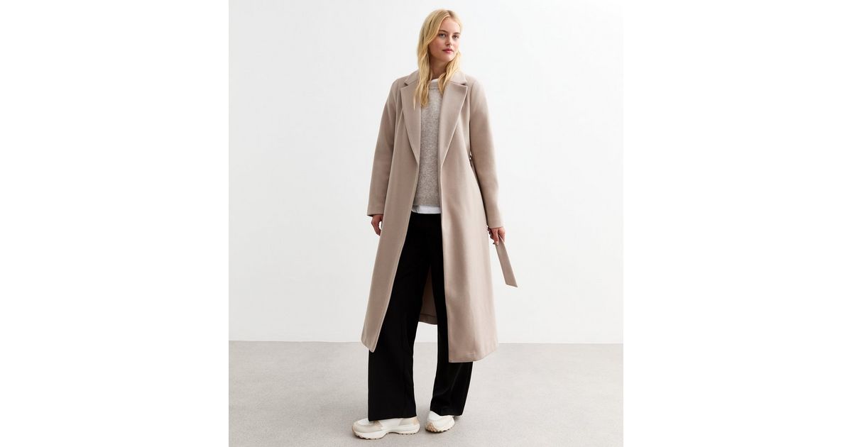 Tall Cream Tailored Unlined Longline Belted Coat New Look
