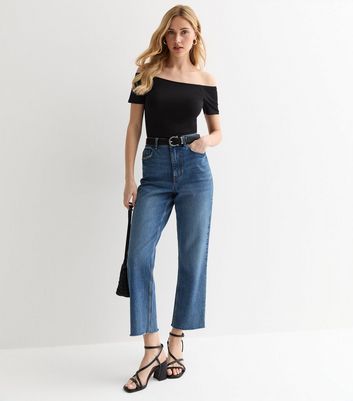 Black bardot short sleeve top on sale