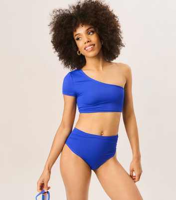 Gini London Blue One-Shoulder Bikini Top 